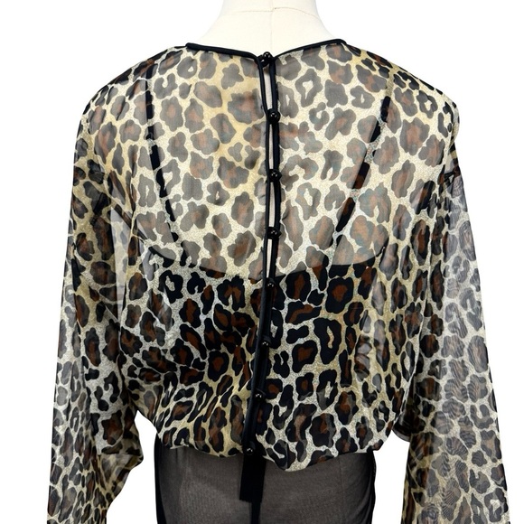 Natori Vintage Leopard Semi-Sheer Bodysuit Sz Small - Picture 6 of 9